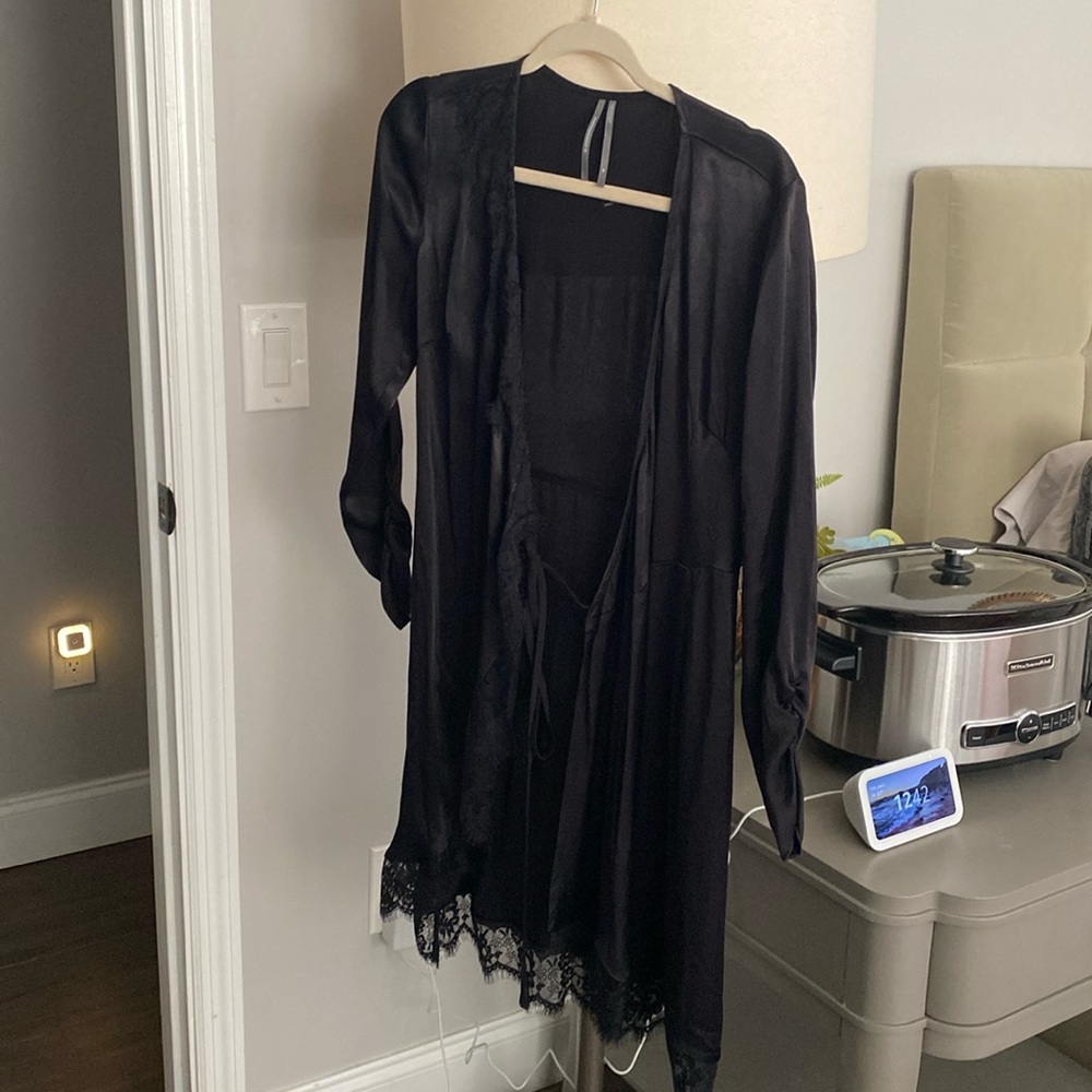 NWT black Anthropologie slip robe